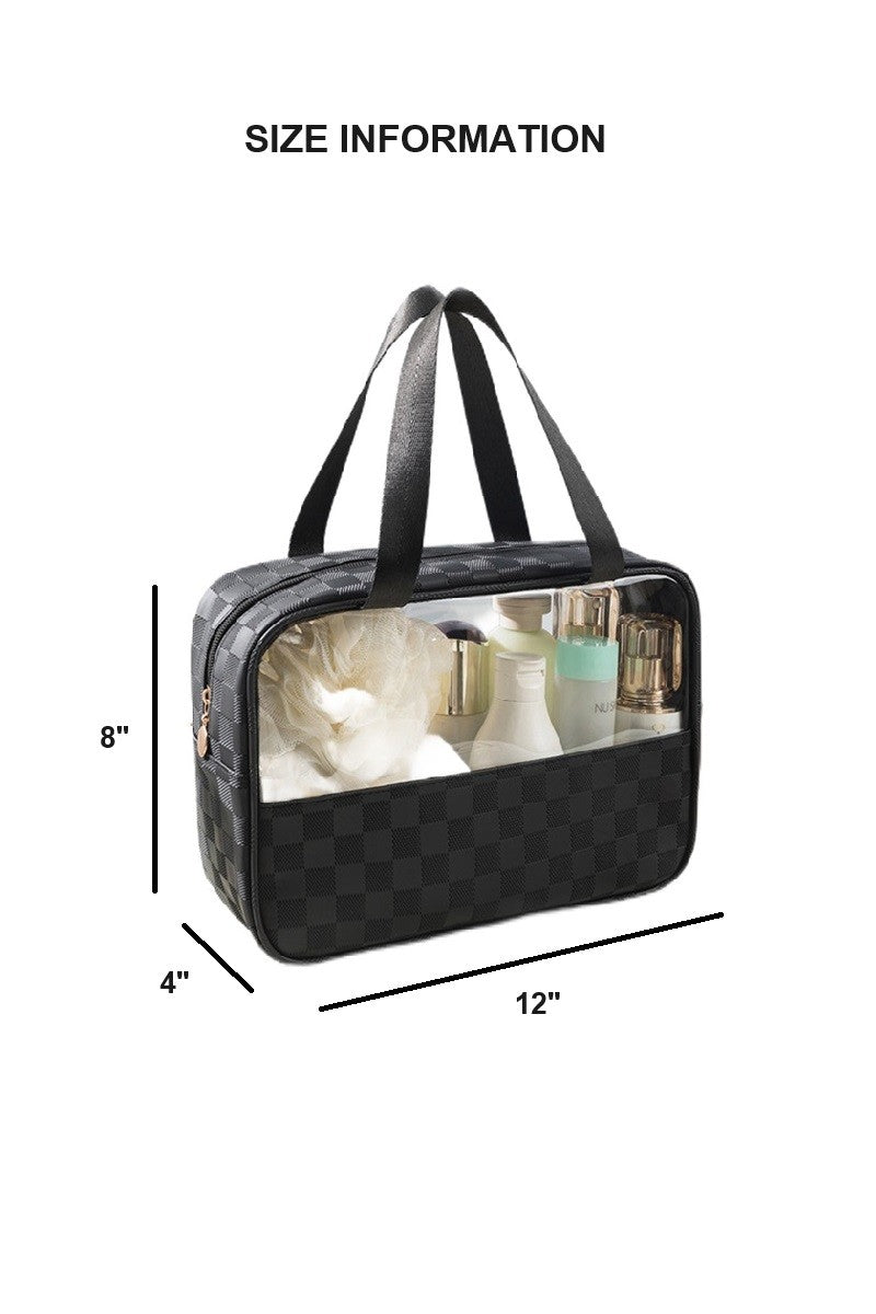 Checkered Pattern Travel Clear Bag