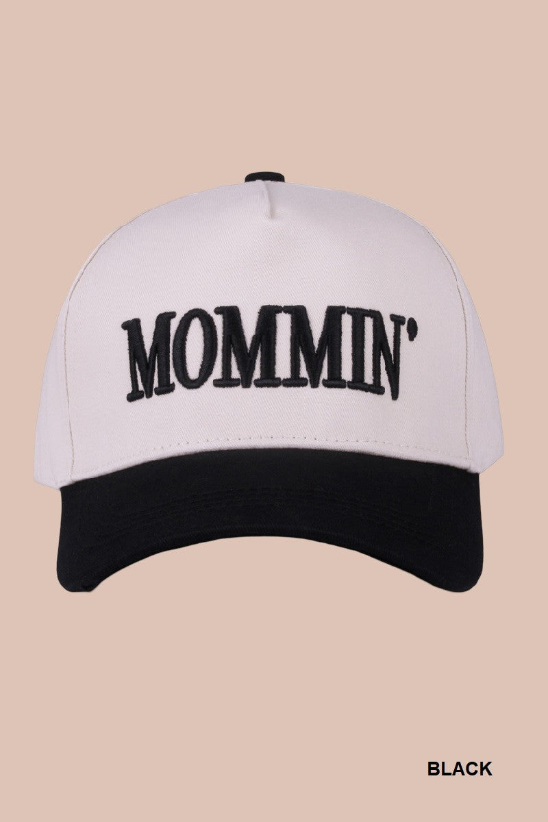 Mommin' Two Tone Canvas Cotton Cap Black