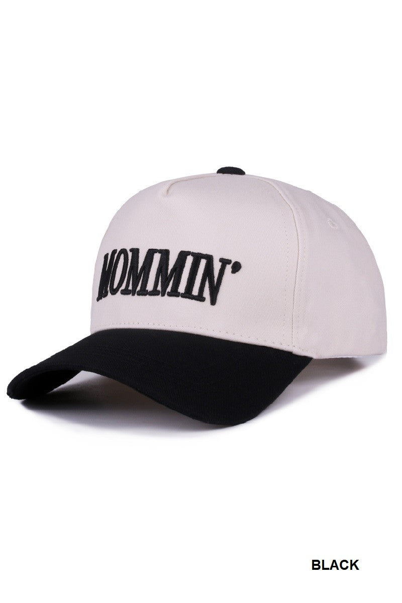 Mommin' Two Tone Canvas Cotton Cap Black