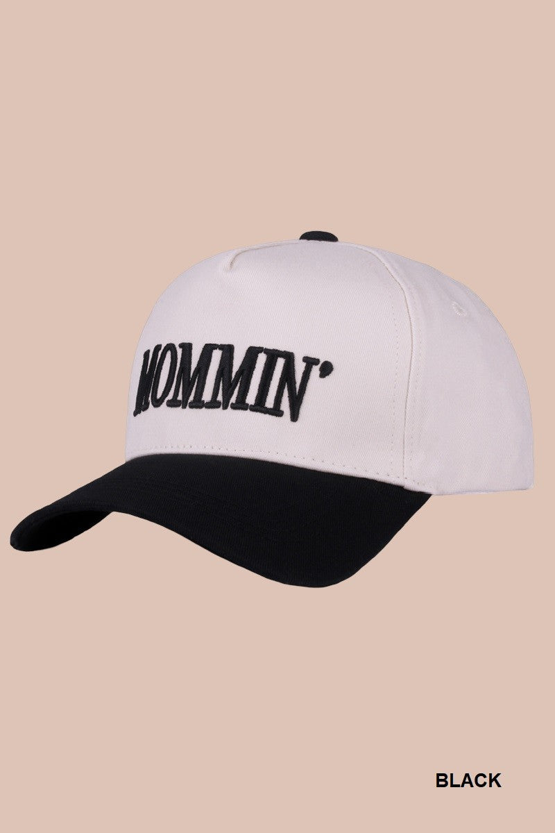 Mommin' Two Tone Canvas Cotton Cap Black