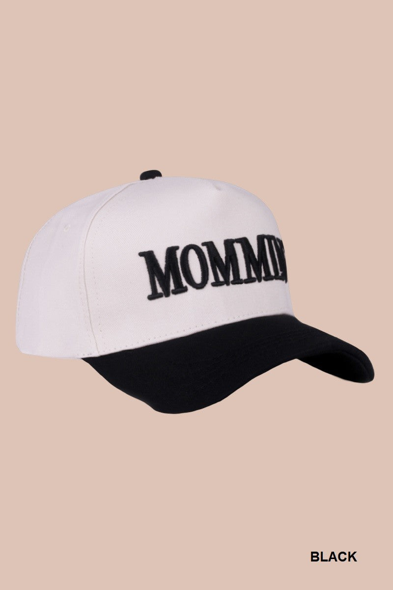 Mommin' Two Tone Canvas Cotton Cap Black