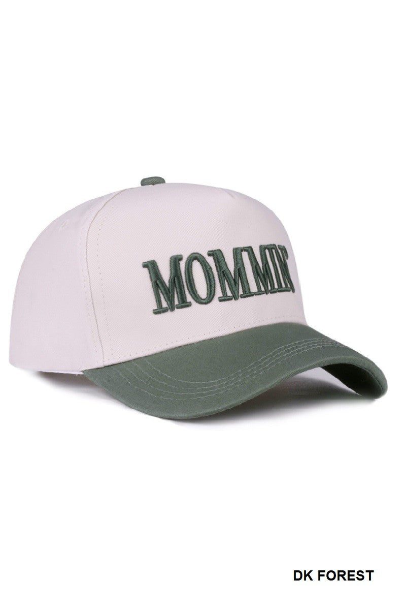 Mommin' Two Tone Canvas Cotton Cap Forest