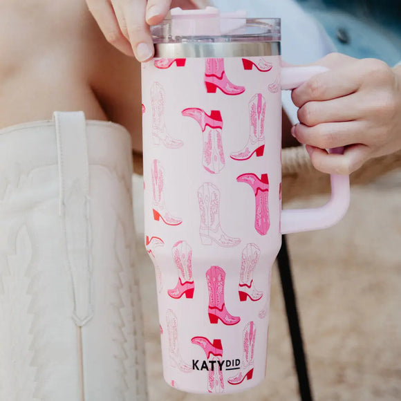 Light Pink Western Boots Tumbler (Preorder)