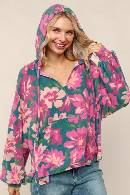 Loose Fit Top W/ Hoodie And Kangaroo Pocket (PREORDER)