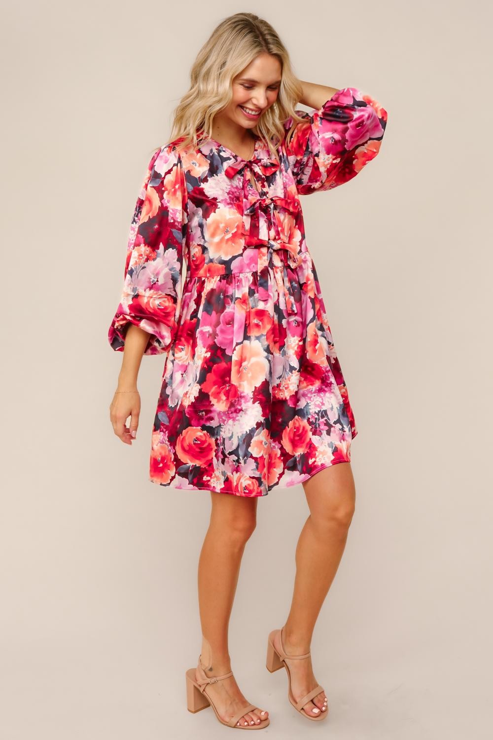 Dull Satin Babydoll Mini Dress W/side Pockets (PREORDER)