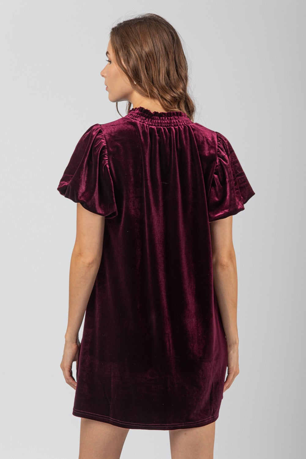 Puff Sleeve Velvet Holiday Mini Dress PREORDER