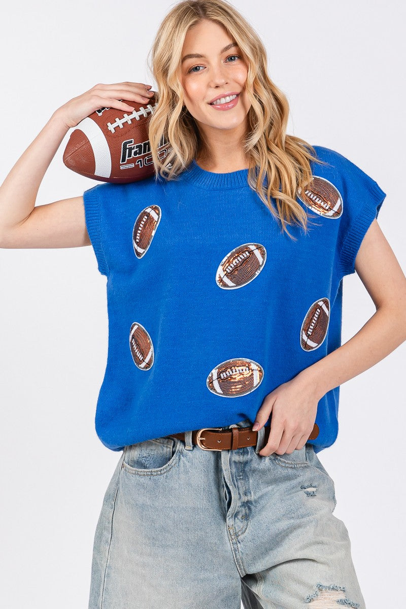 GAMEDAY FOOTBALL PATCH SWEATER TOP