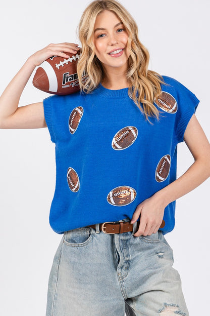 GAMEDAY FOOTBALL PATCH SWEATER TOP