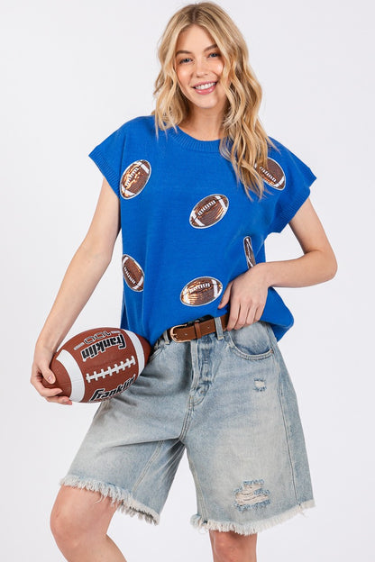 GAMEDAY FOOTBALL PATCH SWEATER TOP