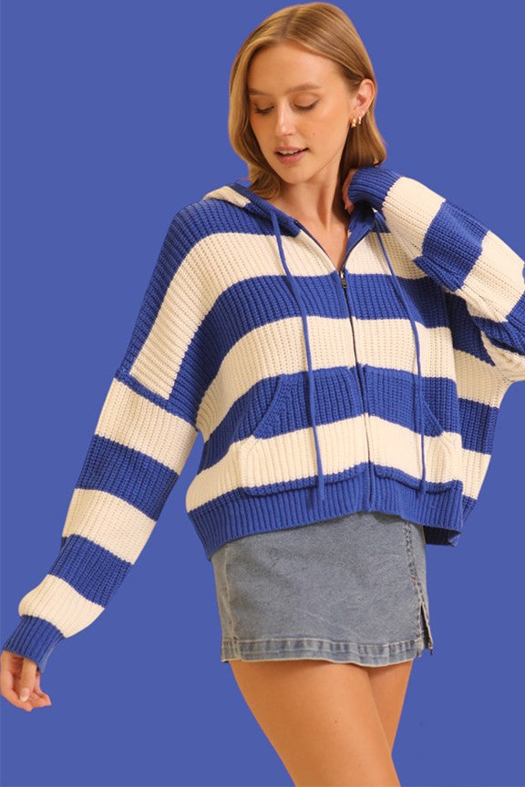 Zip Up Cable Knit Hoodie