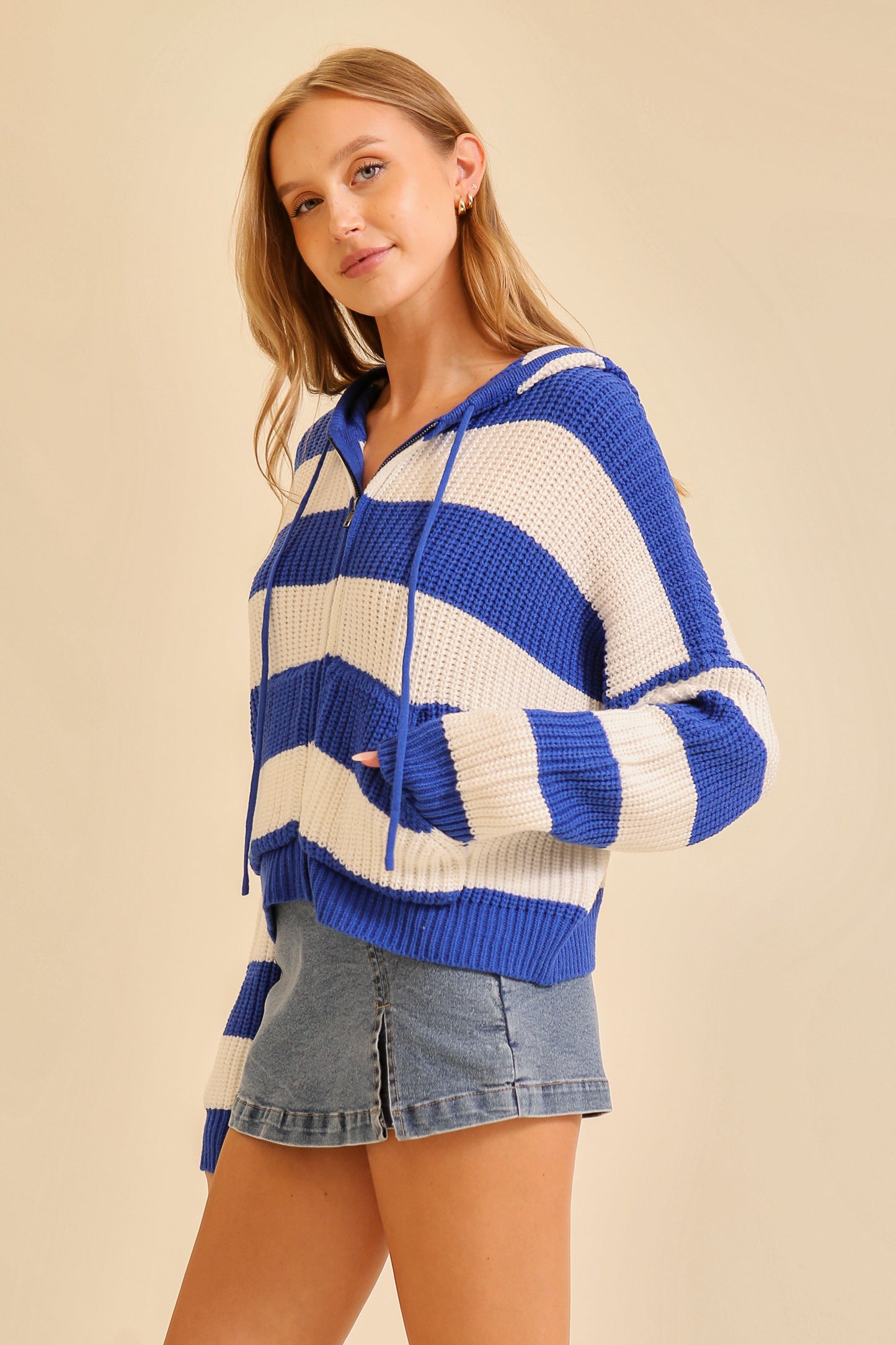 Zip Up Cable Knit Hoodie
