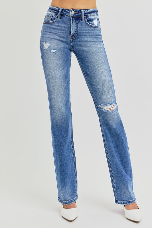 High Rise Ankle Straight Jeans