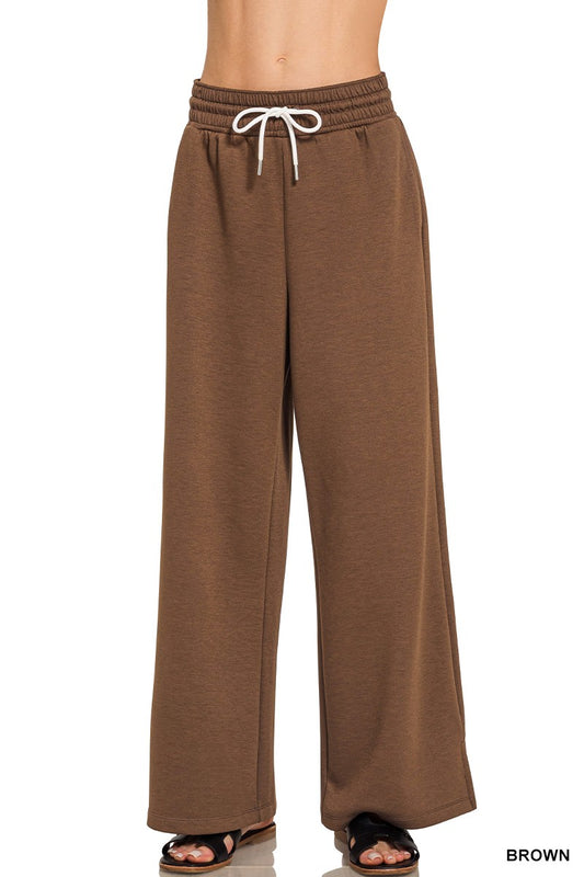 Scuba Drawstring Pants Brown