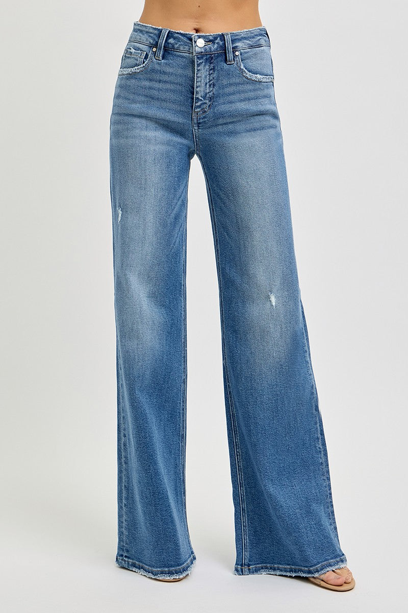Tummy Control High Rise Wide Jeans