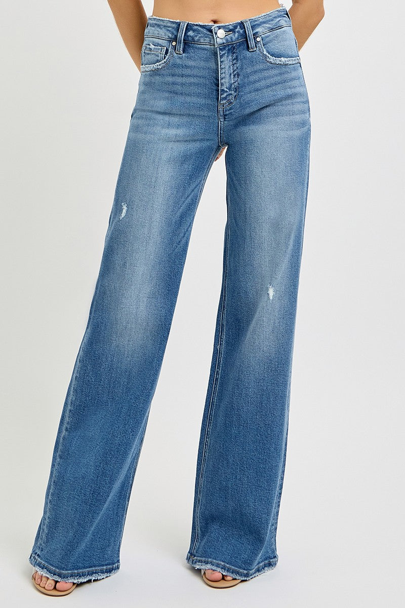 Tummy Control High Rise Wide Jeans