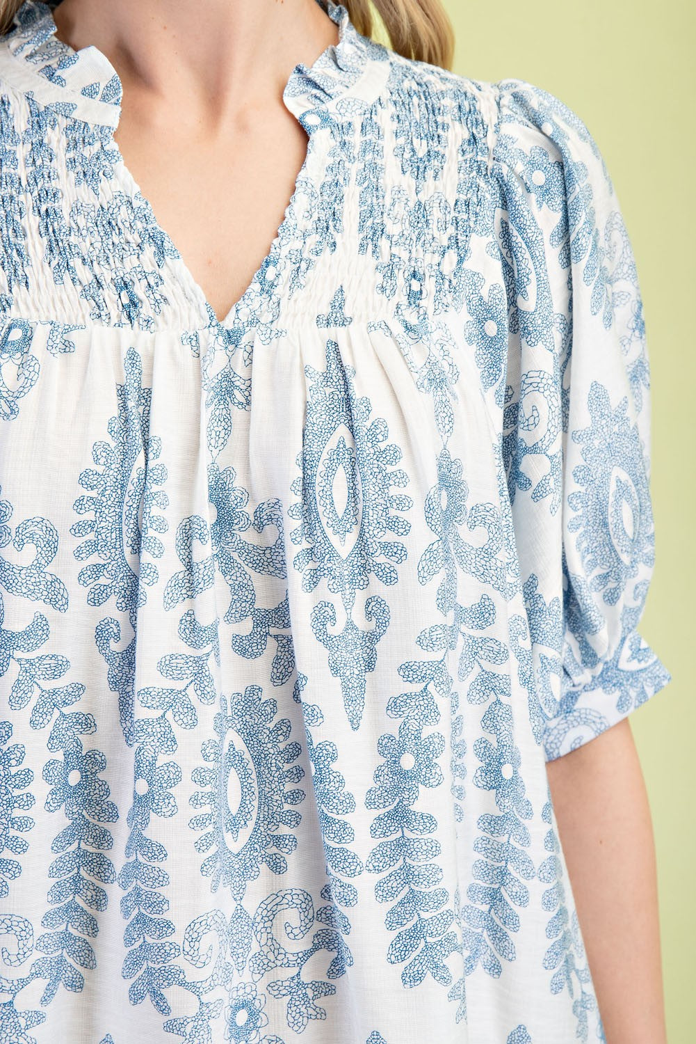Puff Sleeve Mini Dress Blue