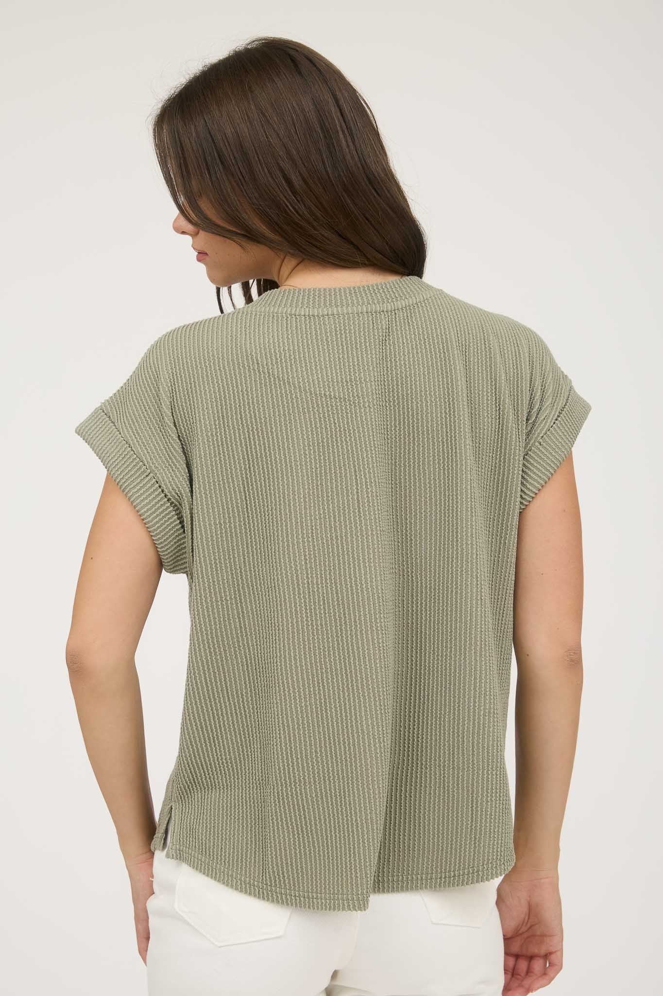 Texas Short Sleeve Sweater Knit T-shirt Olive