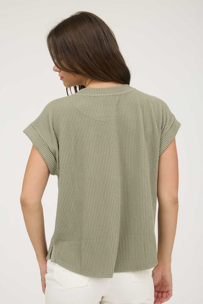 Texas Short Sleeve Sweater Knit T-shirt Olive