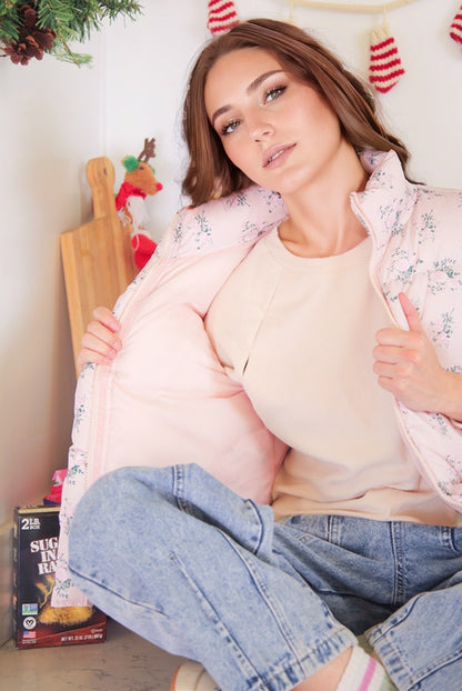 Front Bow Ruffle Sleeve Puffer Vest PREORDER