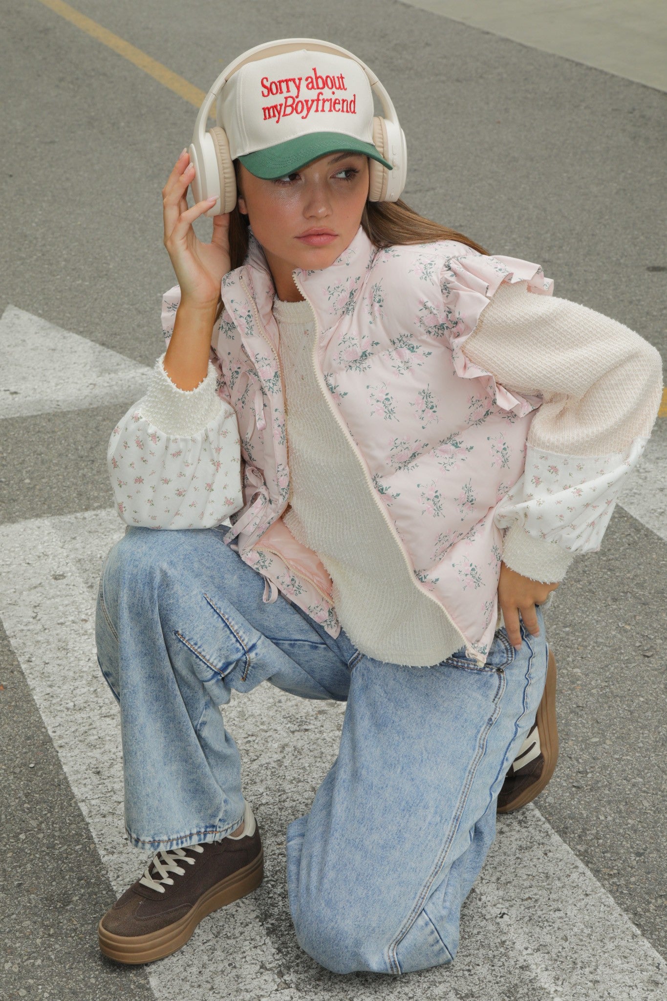 Front Bow Ruffle Sleeve Puffer Vest PREORDER