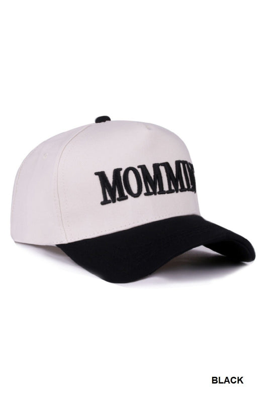 Mommin' Two Tone Canvas Cotton Cap Black