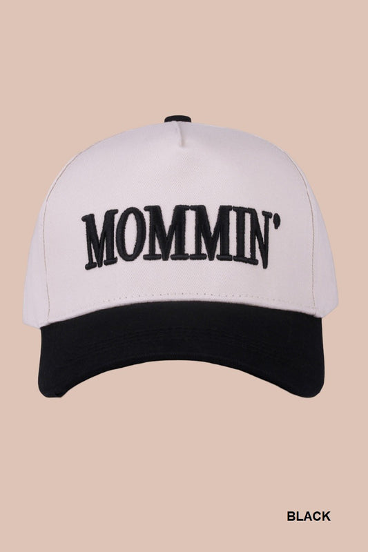 Mommin' Two Tone Canvas Cotton Cap Black