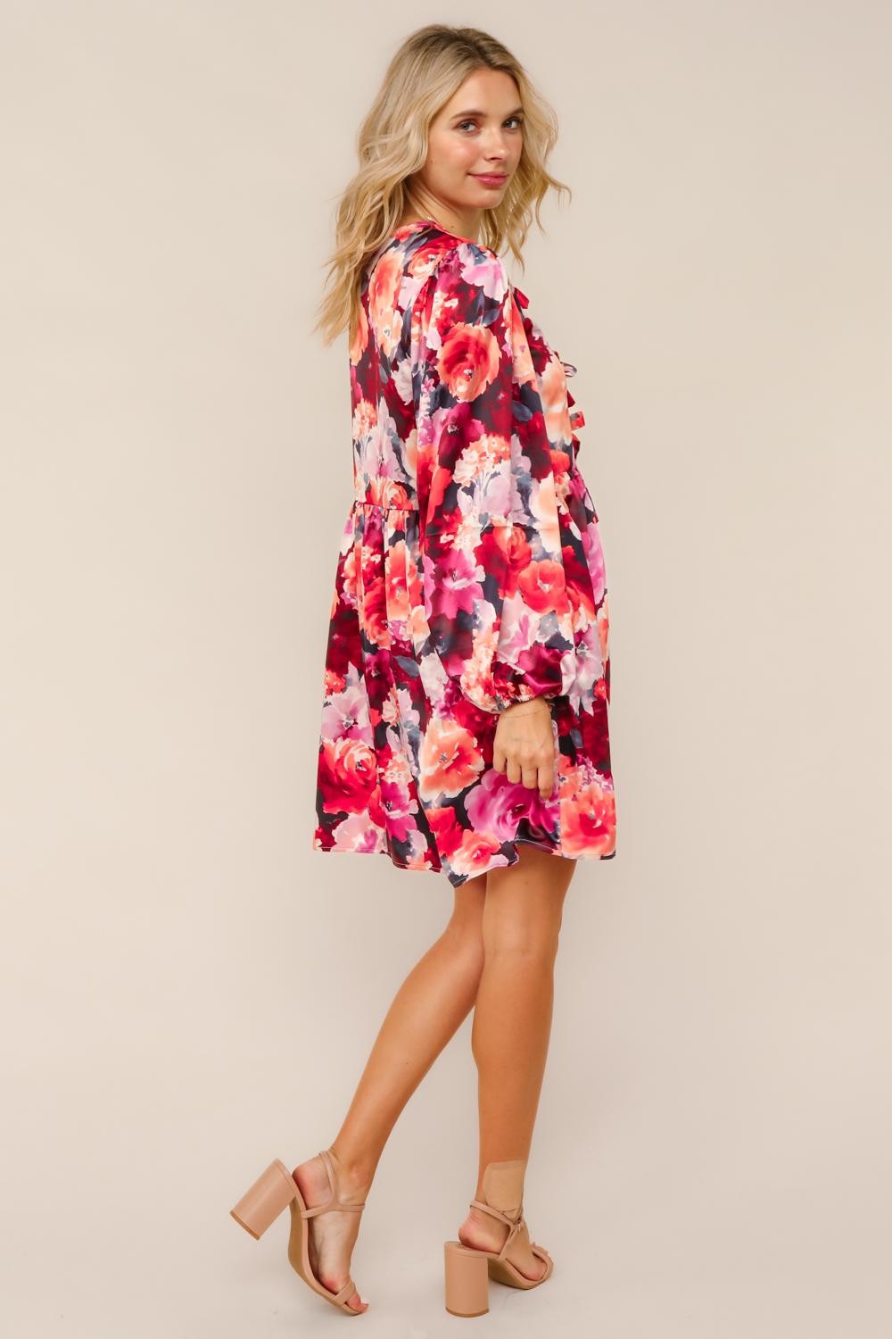 Dull Satin Babydoll Mini Dress W/side Pockets (PREORDER)