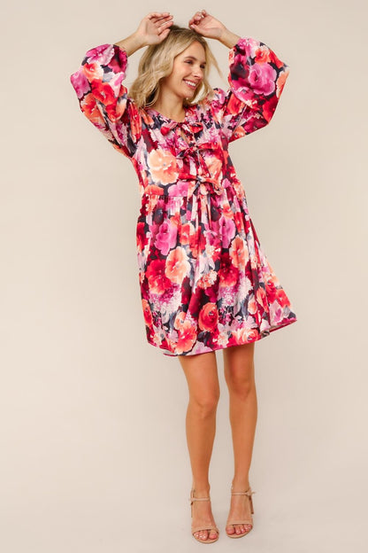 Dull Satin Babydoll Mini Dress W/side Pockets (PREORDER)