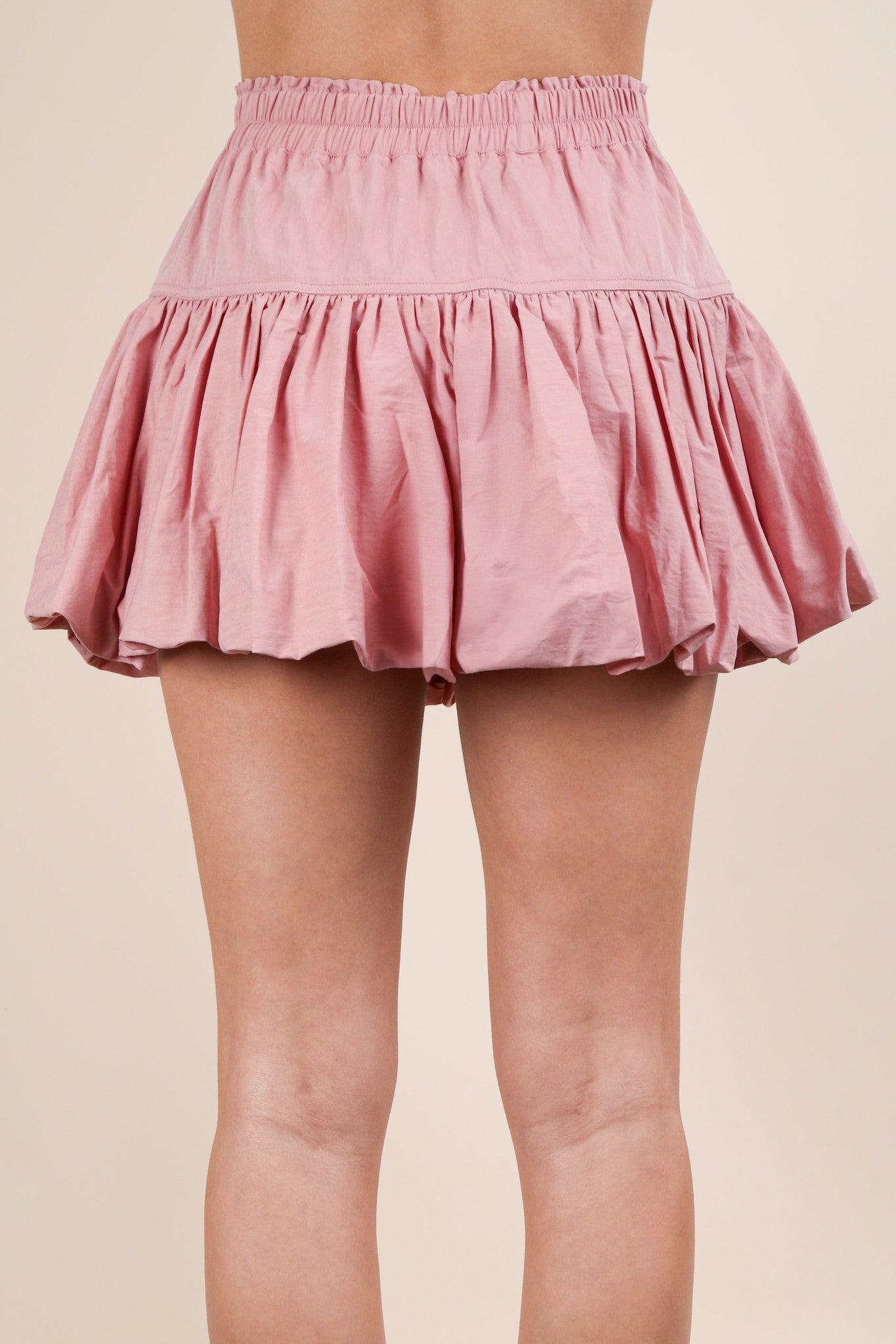 Bubble Mini Skirt with Inner Shorts MAUVE