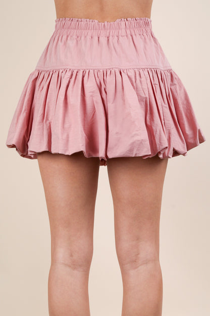 Bubble Mini Skirt with Inner Shorts MAUVE