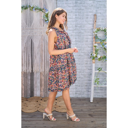 Tropical Sleeveless Floral Printed Short Dress