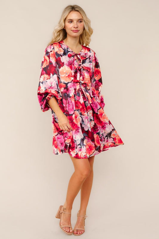 Dull Satin Babydoll Mini Dress W/side Pockets (PREORDER)