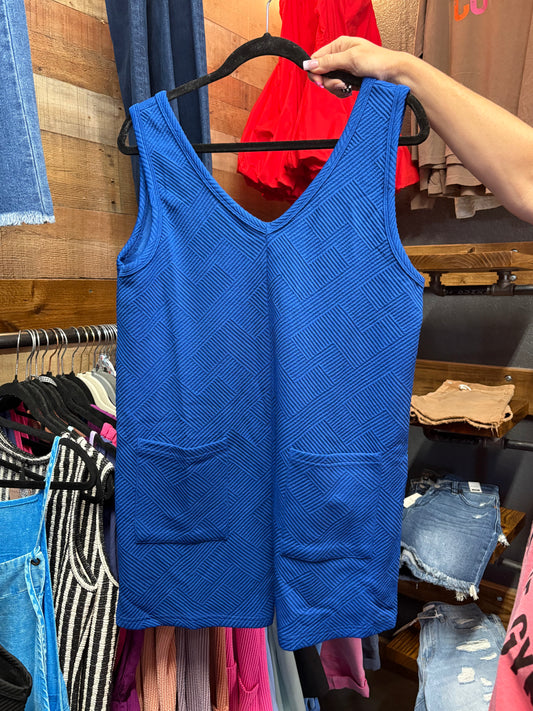 Blue Textured Romper