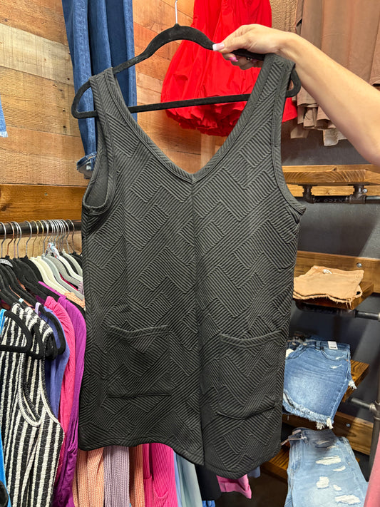 Black Textured Romper