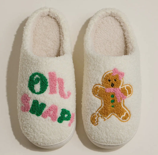 Gingerbread Embroidered Slippers (PREORDER)