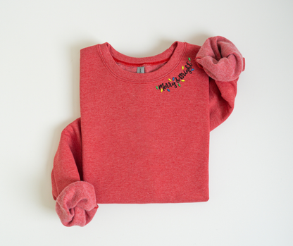 Merry & Bright Embroidered Collar Crewneck