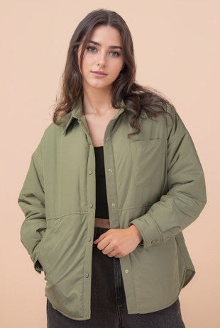 Oversized Button Down Casual Solid Jacket (PREORDER)
