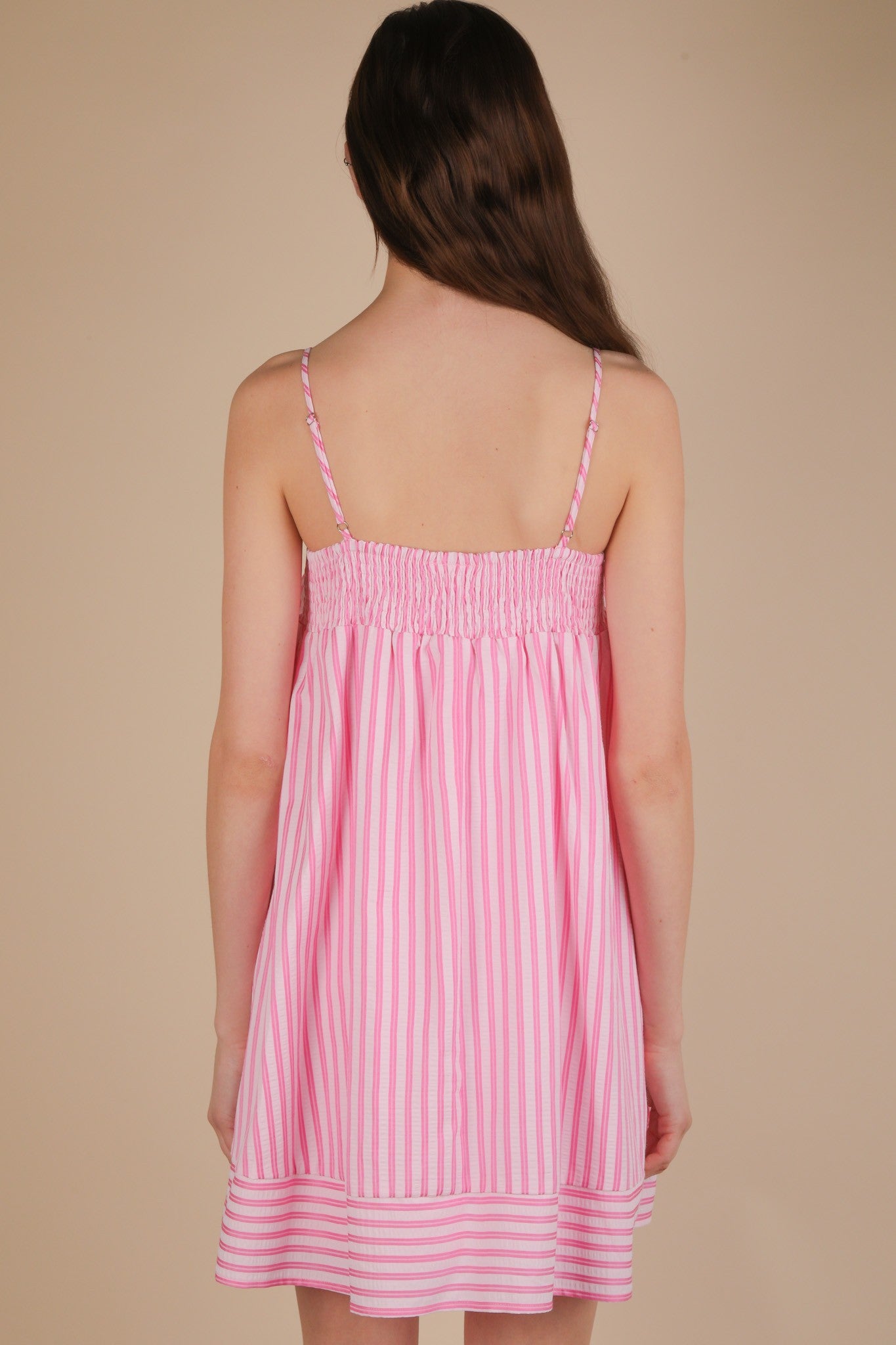Smocking Detail Stripe Woven Mini Sundress (PREORDER)
