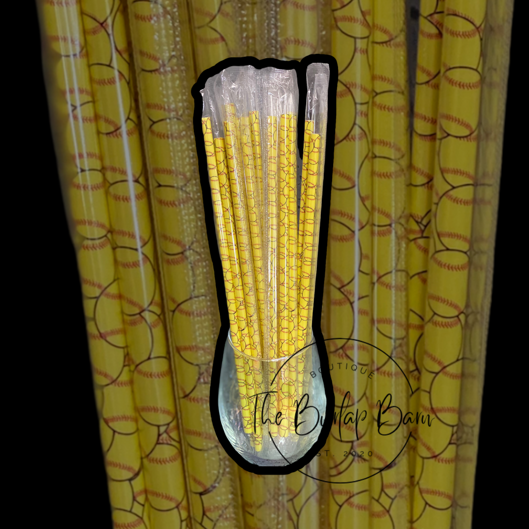 Tall Plastic Reusable Straws-Softball